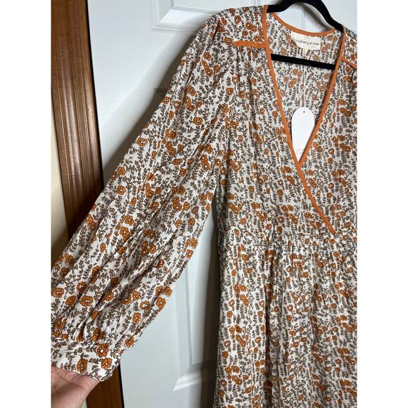 Daughters of India NEW Binita Mini Dress Apricot Color Size Large Orange White - Picture 7 of 16